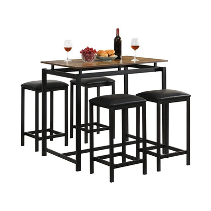 Oblong Bar Table and 4 Stools Set - Homevalley.co.uk