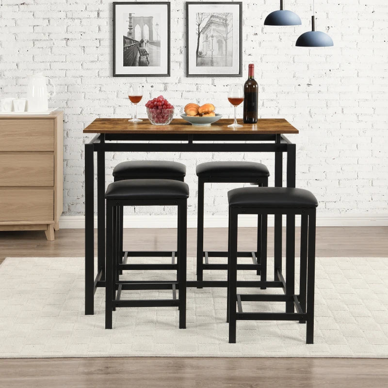 Oblong Bar Table and 4 Stools Set - Homevalley.co.uk