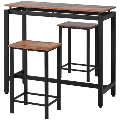 Oblong Bar Table and 4 Stools Set - Homevalley.co.uk