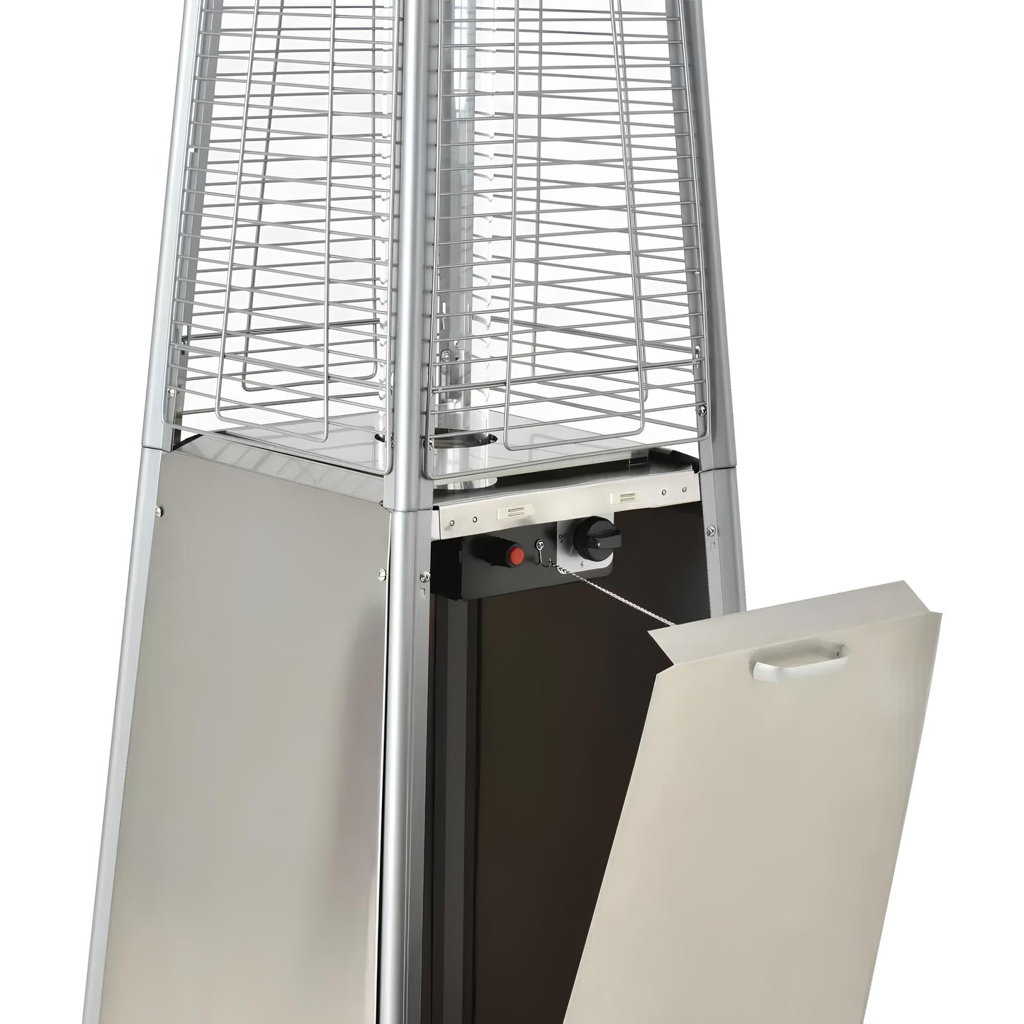 Outdoor Garden Patio Gas Heater, Stainless Steel, with Wheels, Dust and Waterproof Cover - Homevalley.co.uk