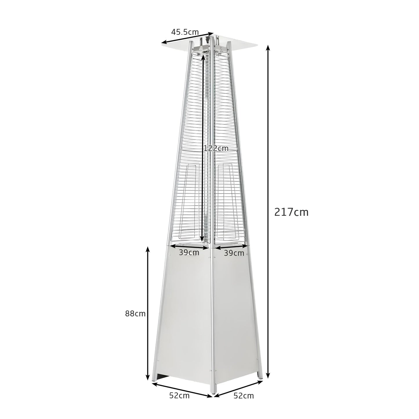 Outdoor Garden Patio Gas Heater, Stainless Steel, with Wheels, Dust and Waterproof Cover - Homevalley.co.uk