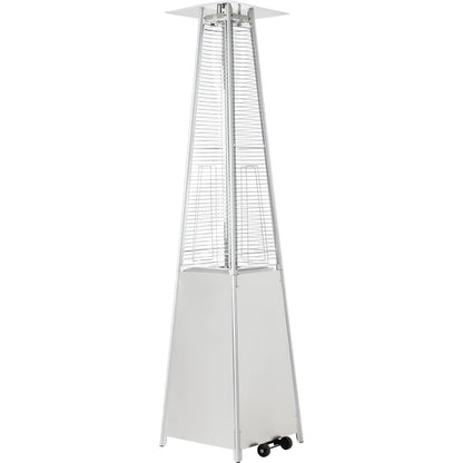 Outdoor Garden Patio Gas Heater, Stainless Steel, with Wheels, Dust and Waterproof Cover - Homevalley.co.uk