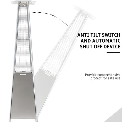 Outdoor Garden Patio Gas Heater, Stainless Steel, with Wheels, Dust and Waterproof Cover - Homevalley.co.uk