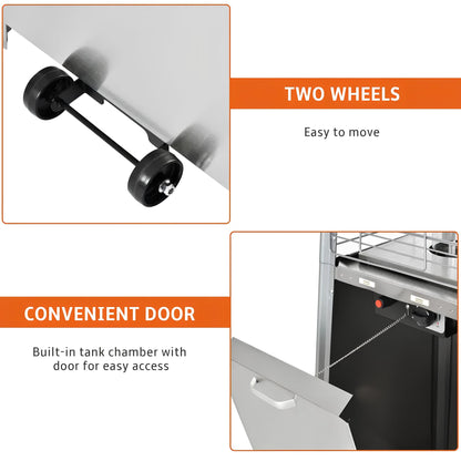 Outdoor Garden Patio Gas Heater, Stainless Steel, with Wheels, Dust and Waterproof Cover - Homevalley.co.uk