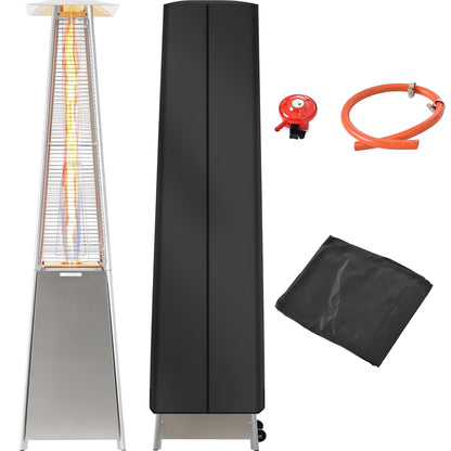 Outdoor Garden Patio Gas Heater, Stainless Steel, with Wheels, Dust and Waterproof Cover - Homevalley.co.uk