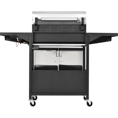 Outdoor Gas BBQ Grill 4 Burner Stainless Steel, Side Table Shelves & Waterproof Cover Cast Iron Cooking - Homevalley.co.uk