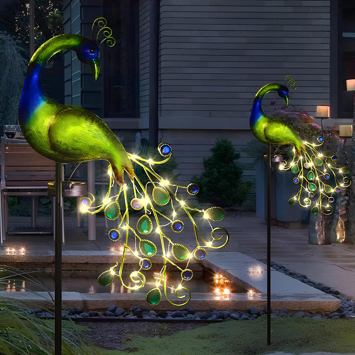 Peacock LED Solar Powered Light Waterproof Fairy Garden - Lawn Lights - Homevalley.co.uk