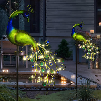 Solar LED Peacock Garden Lights – Outdoor Decorative Waterproof Yard Stake Lights with Glowing Tail