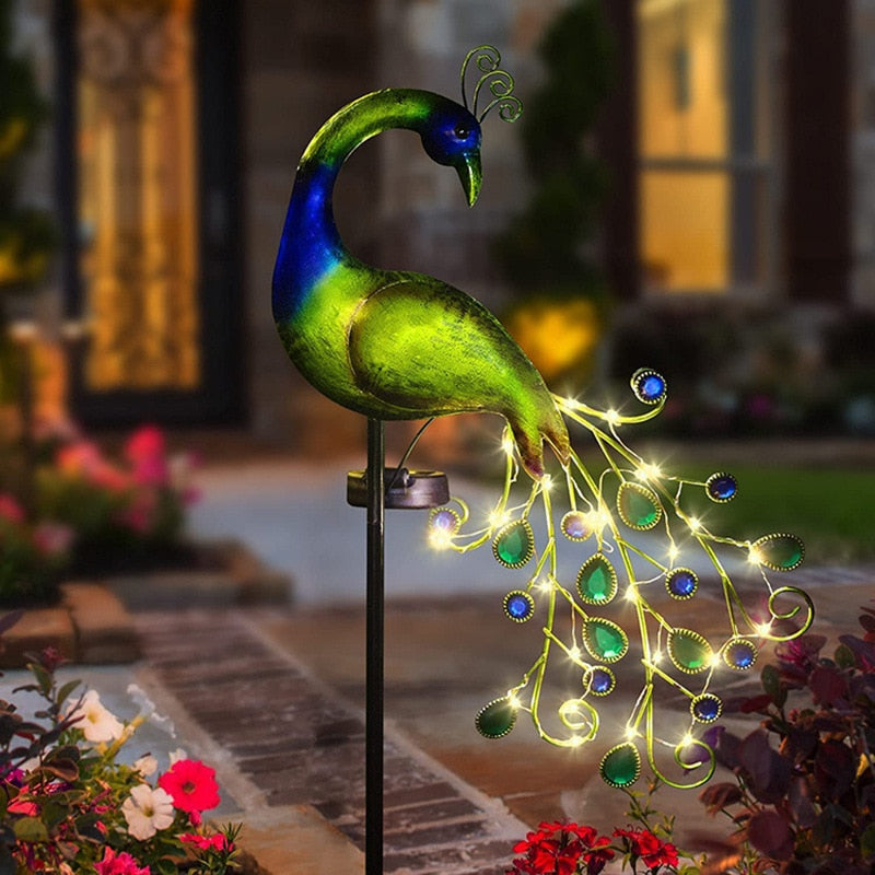Peacock LED Solar Powered Light Waterproof Fairy Garden - Lawn Lights - Homevalley.co.uk
