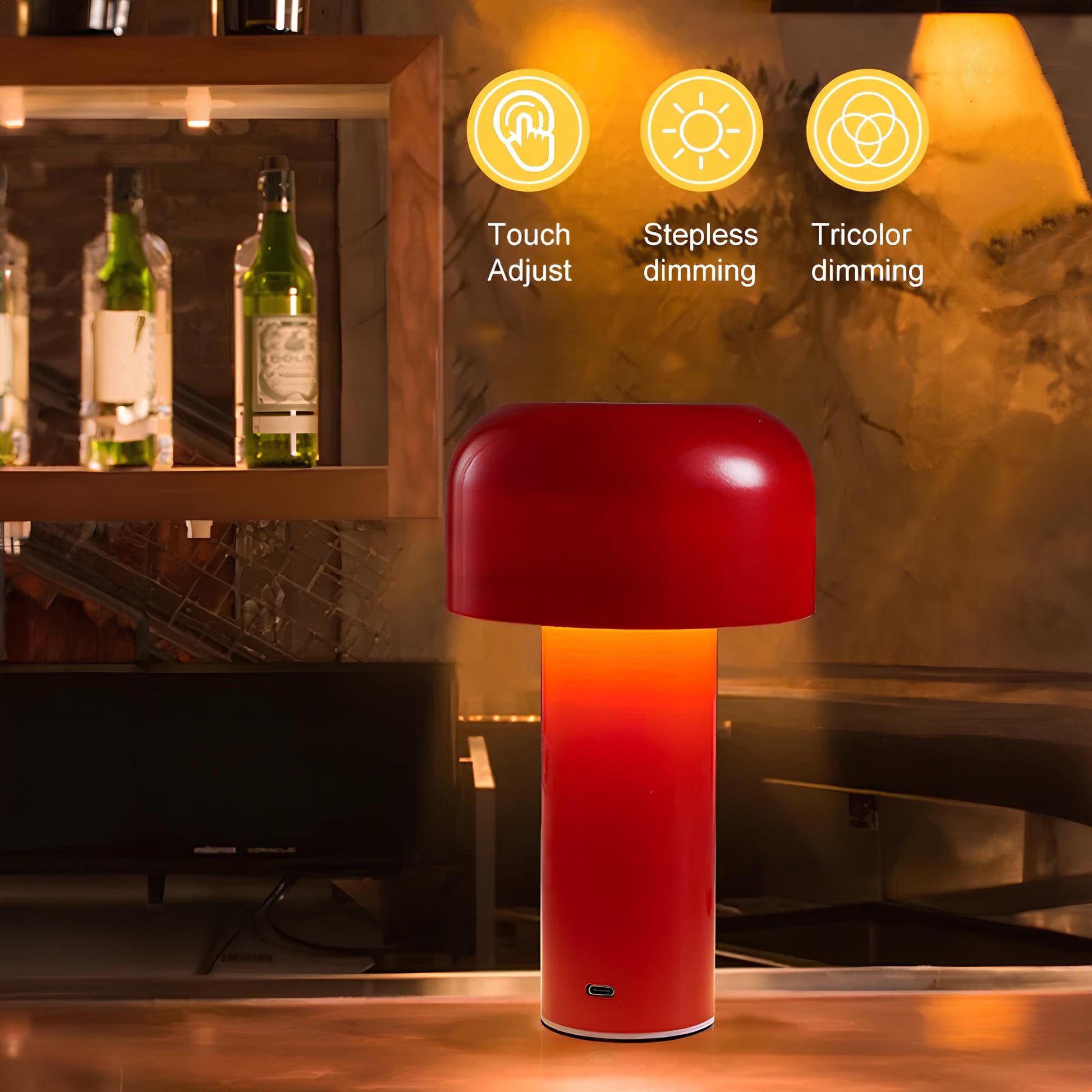 Portable Cordless Dimmable Rechargeable USB Mushroom Table Lamp - Homevalley.co.uk