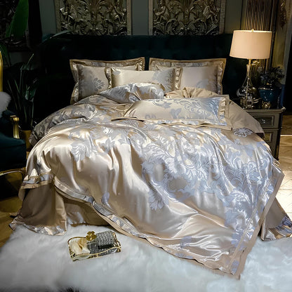 Premium Gold Jacquard Duvet Set - Homevalley.co.uk