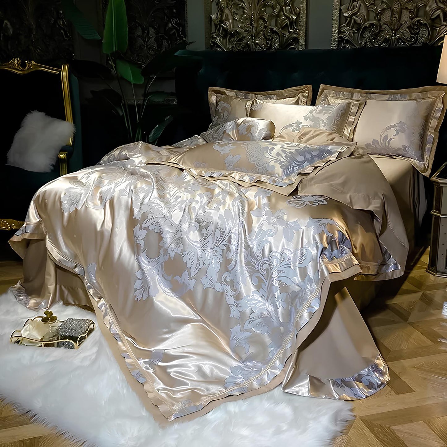 Premium Gold Jacquard Duvet Set - Homevalley.co.uk