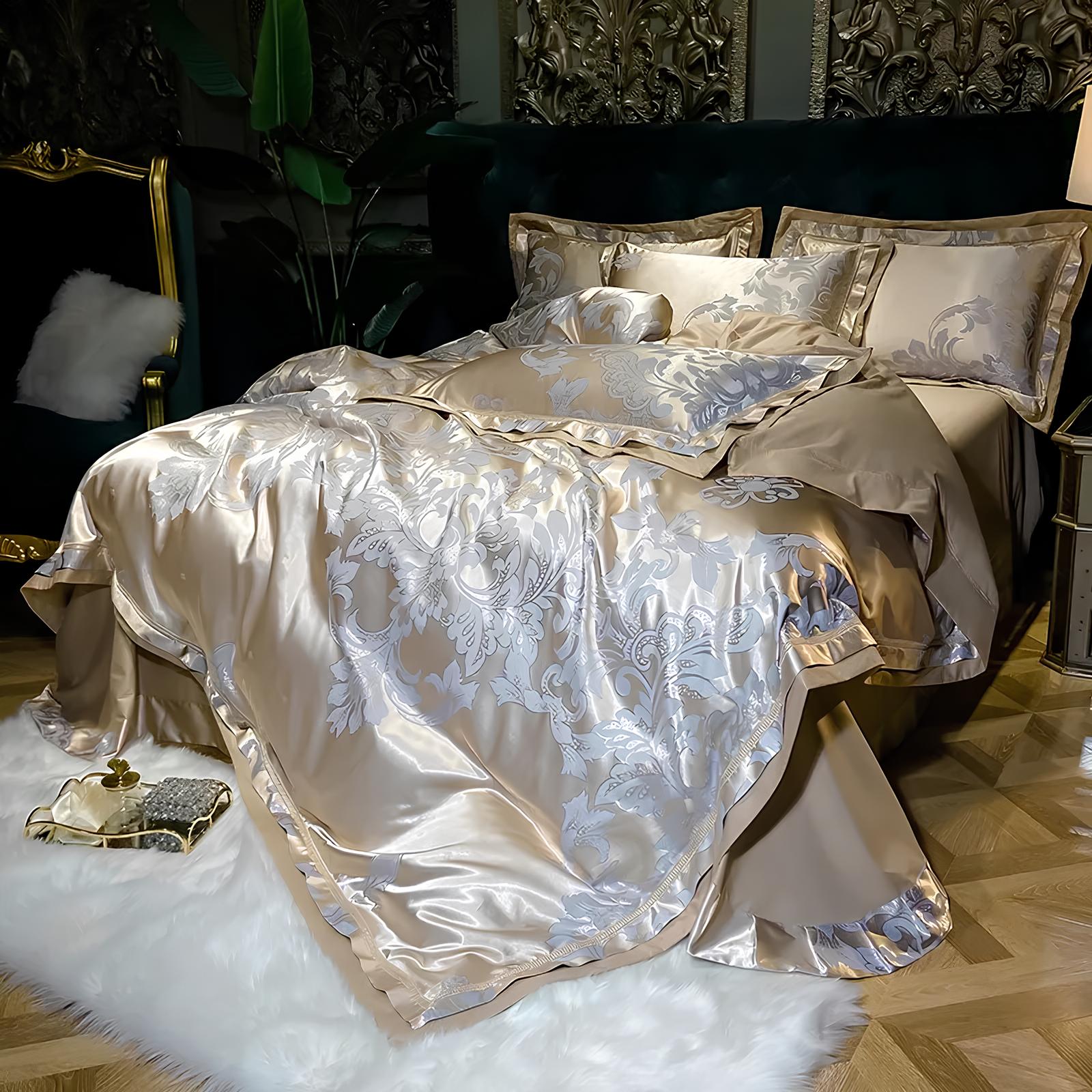 Premium Gold Jacquard Duvet Set - Homevalley.co.uk