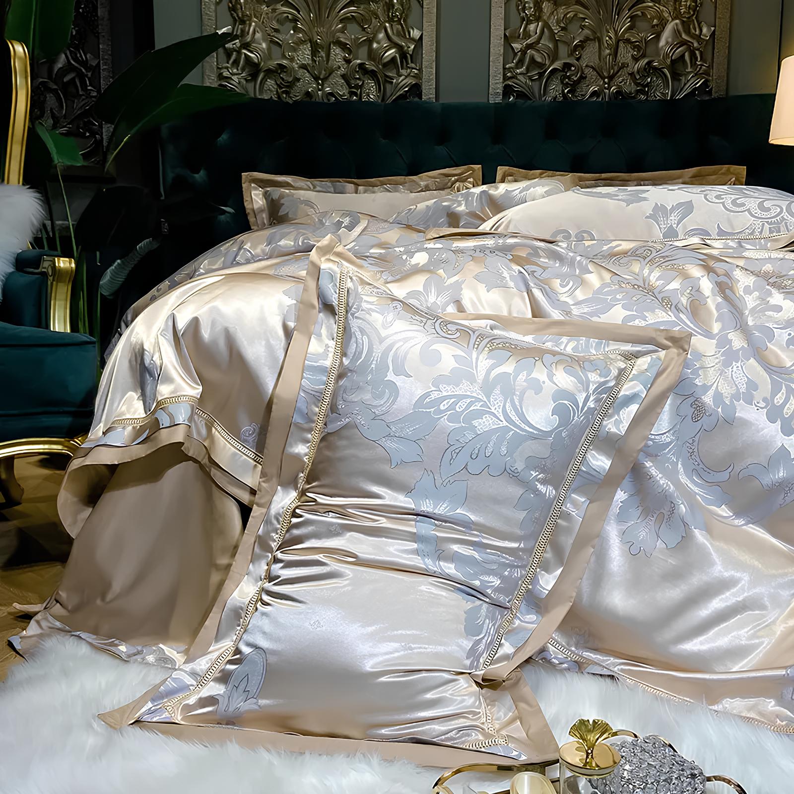 Premium Gold Jacquard Duvet Set - Homevalley.co.uk