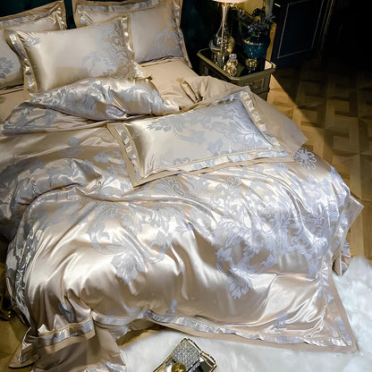 Premium Gold Jacquard Duvet Set - Homevalley.co.uk