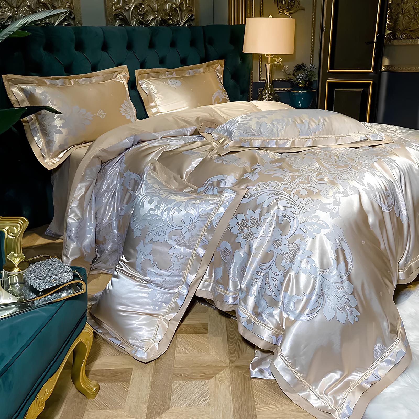 Premium Gold Jacquard Duvet Set - Homevalley.co.uk