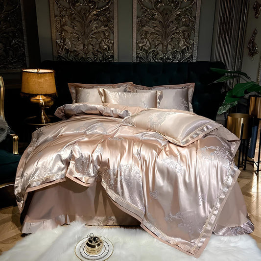 Premium Mocha Jacquard Duvet Set - Homevalley.co.uk