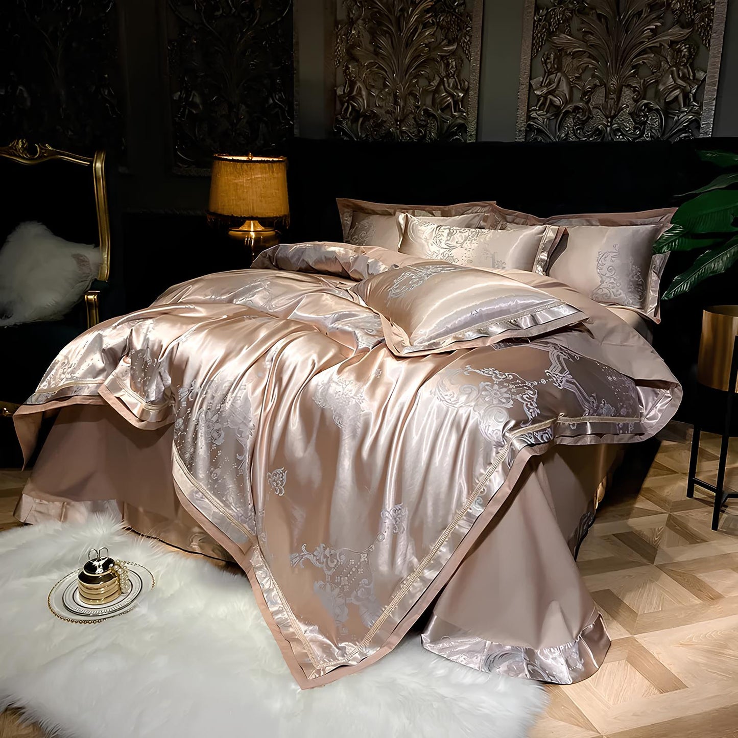 Premium Mocha Jacquard Duvet Set - Homevalley.co.uk