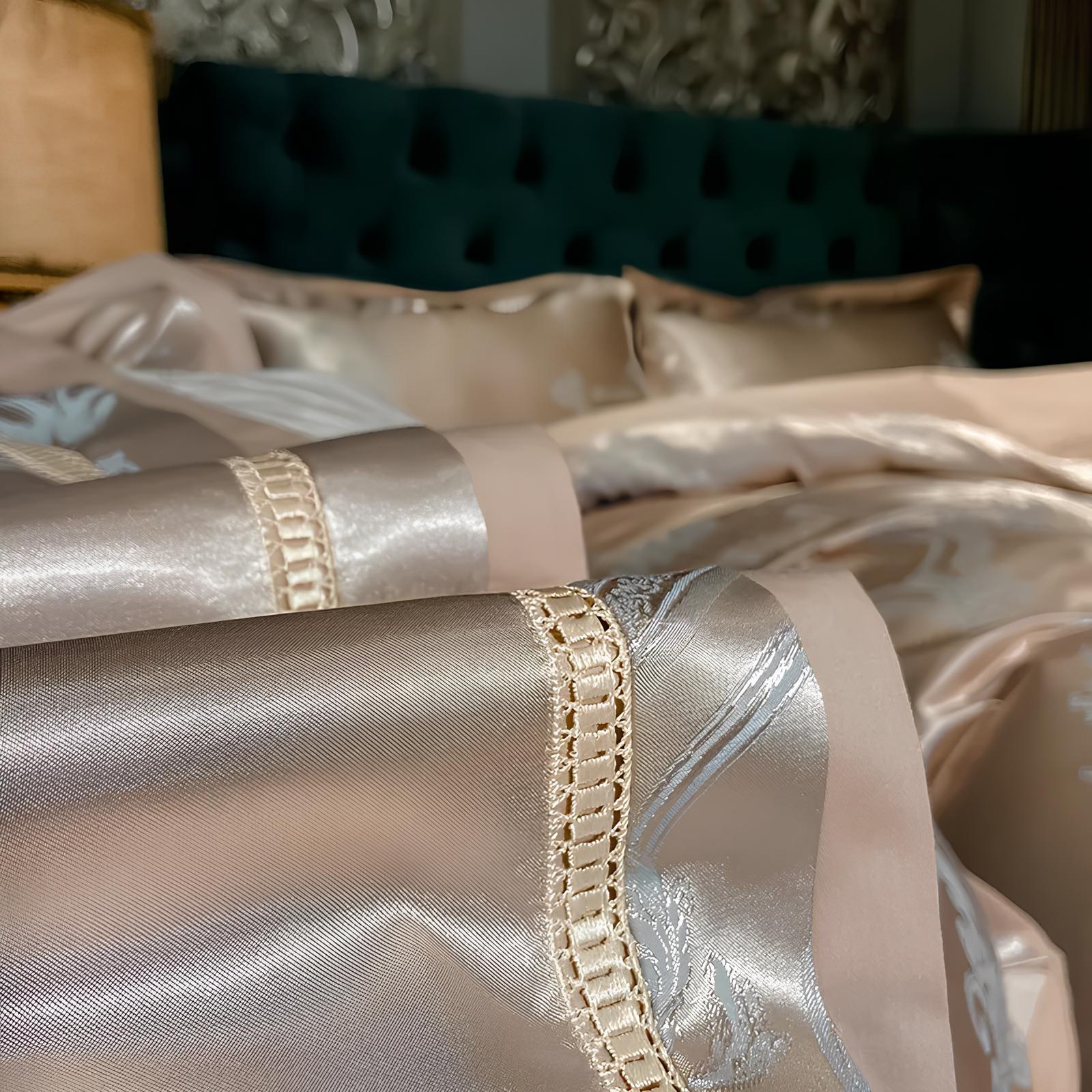 Premium Mocha Jacquard Duvet Set - Homevalley.co.uk