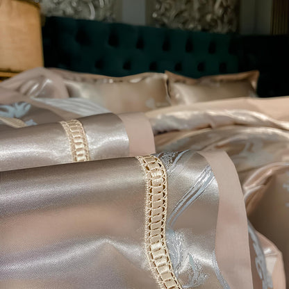 Premium Mocha Jacquard Duvet Set - Homevalley.co.uk