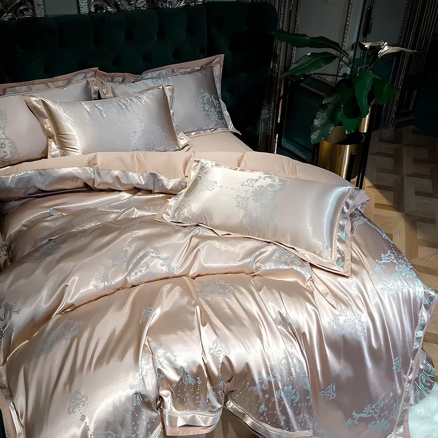 Premium Mocha Jacquard Duvet Set - Homevalley.co.uk