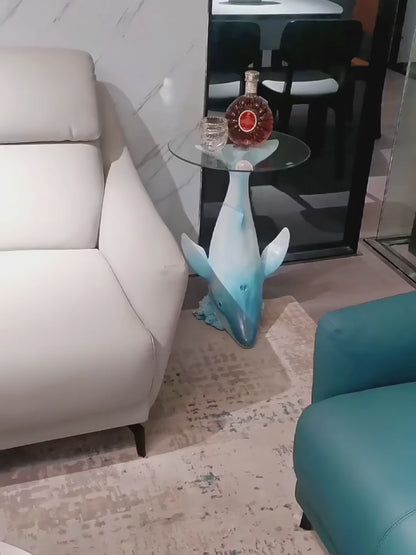 Modern Art Whale Statue Accent Table