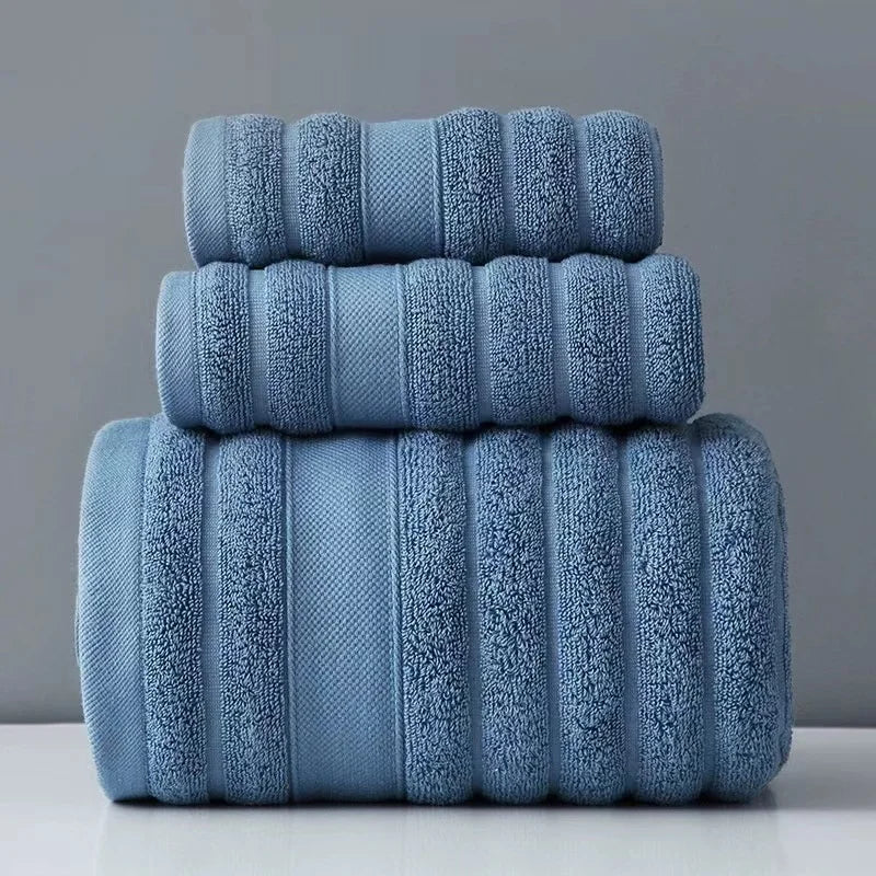 Pure 100% Cotton Soft Terry Towel Set of 3 - Homevalley.co.uk