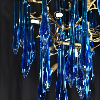 Copper Luxury Blue Crystal Chandelier