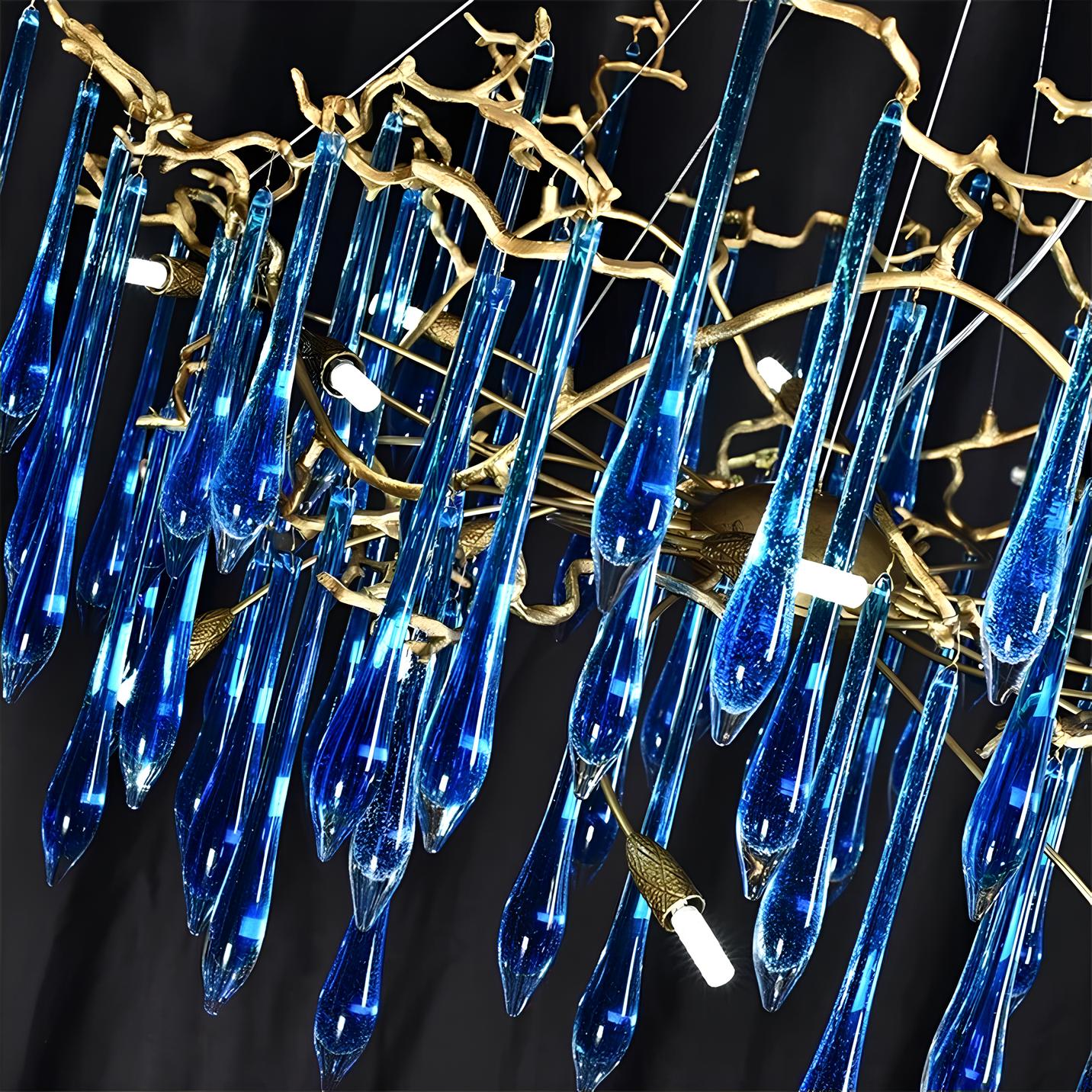 Copper Luxury Blue Crystal Chandelier