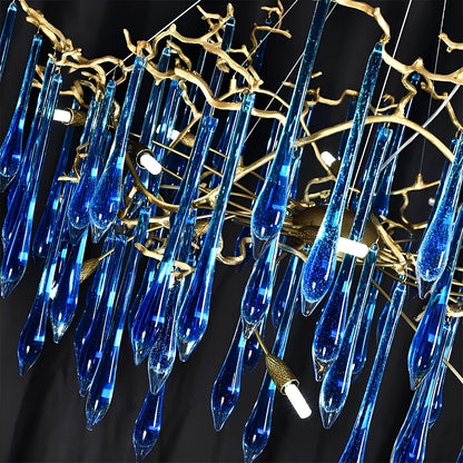 Copper Luxury Blue Crystal Chandelier