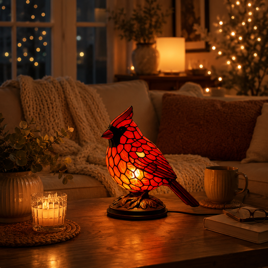 Red Cardinal Table Lamp – LED Decorative Night Light for Bedroom & Living Room