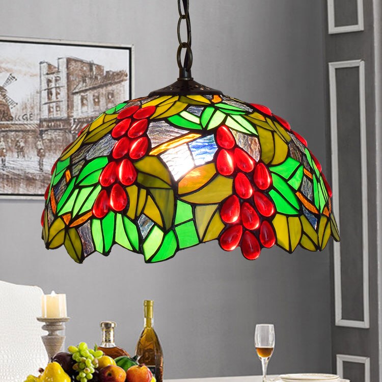 Retro Tiffany Glass Bedroom, Living Room, Ceiling Pendant Light - Homevalley.co.uk
