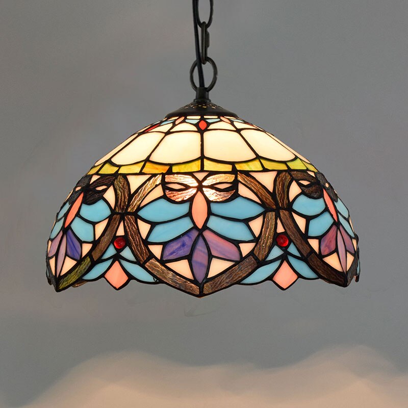 Retro Tiffany Glass Bedroom, Living Room, Ceiling Pendant Light - Homevalley.co.uk