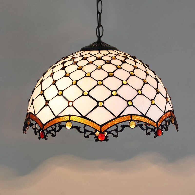 Retro Tiffany Glass Bedroom, Living Room, Ceiling Pendant Light - Homevalley.co.uk