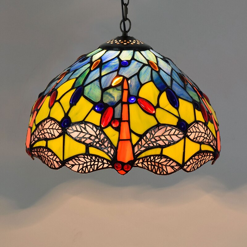 Retro Tiffany Glass Bedroom, Living Room, Ceiling Pendant Light - Homevalley.co.uk