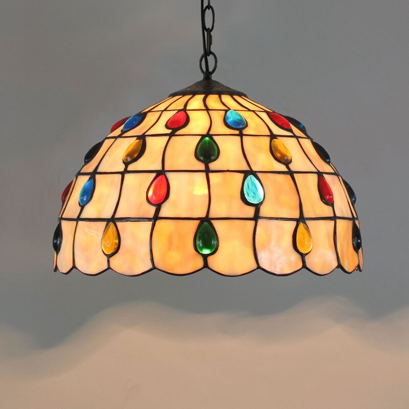 Retro Tiffany Glass Bedroom, Living Room, Ceiling Pendant Light - Homevalley.co.uk
