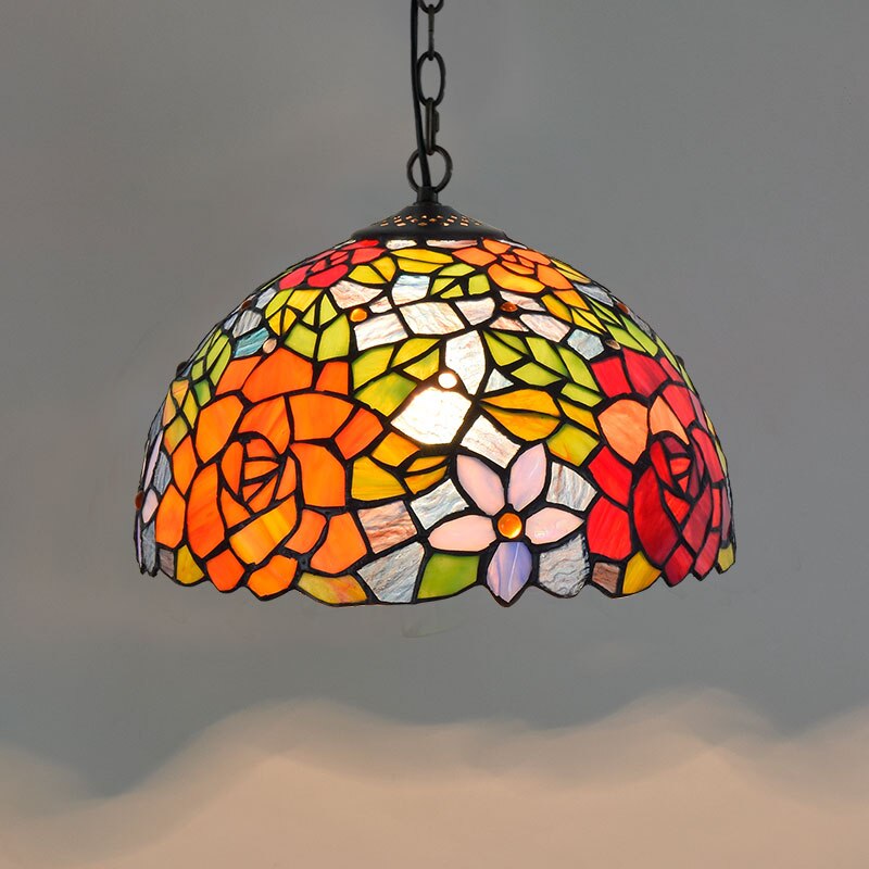 Retro Tiffany Glass Bedroom, Living Room, Ceiling Pendant Light - Homevalley.co.uk