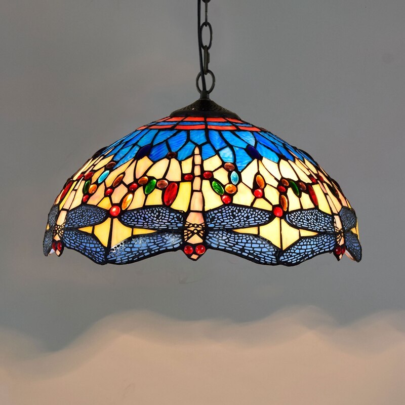 Retro Tiffany Glass Bedroom, Living Room, Ceiling Pendant Light - Homevalley.co.uk