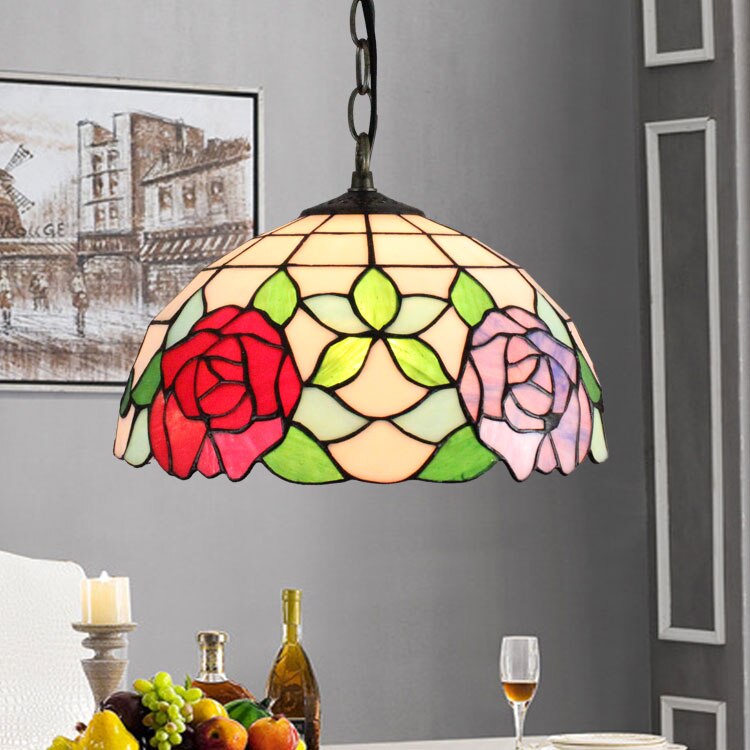 Retro Tiffany Glass Bedroom, Living Room, Ceiling Pendant Light - Homevalley.co.uk