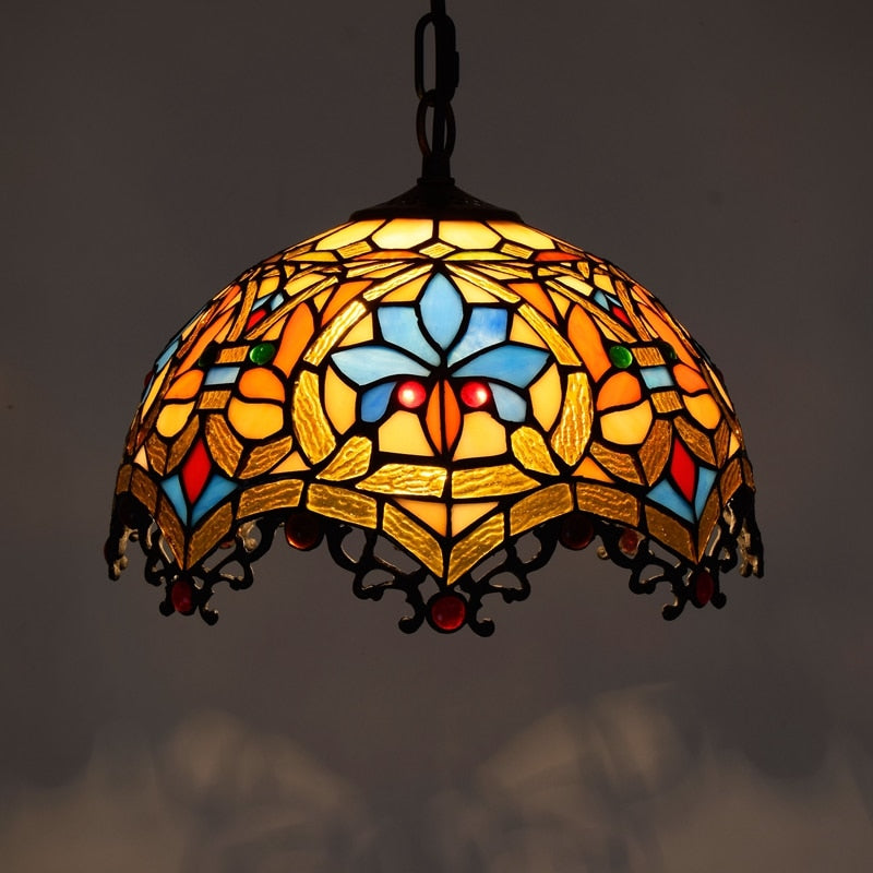 Retro Tiffany Glass Bedroom, Living Room, Ceiling Pendant Light - Homevalley.co.uk