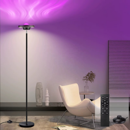 RGB Water Ripple Projector LED Floor Lamp – Dimmable Modern Standing Lamp with Remote Control