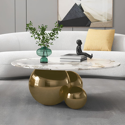 Round Marble Top Luxury Design Coffee Table - Homevalley.co.uk