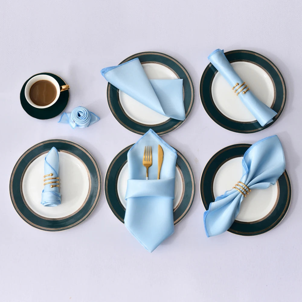 Satin Table Napkins, Set of 12, Size 30x30cm - Homevalley.co.uk