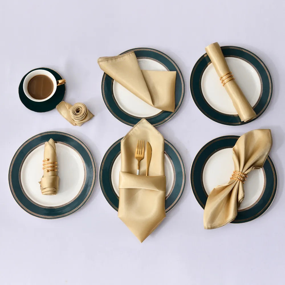 Satin Table Napkins, Set of 12, Size 30x30cm - Homevalley.co.uk