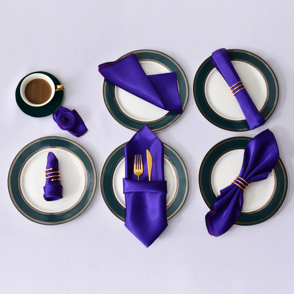 Satin Table Napkins, Set of 12, Size 30x30cm - Homevalley.co.uk