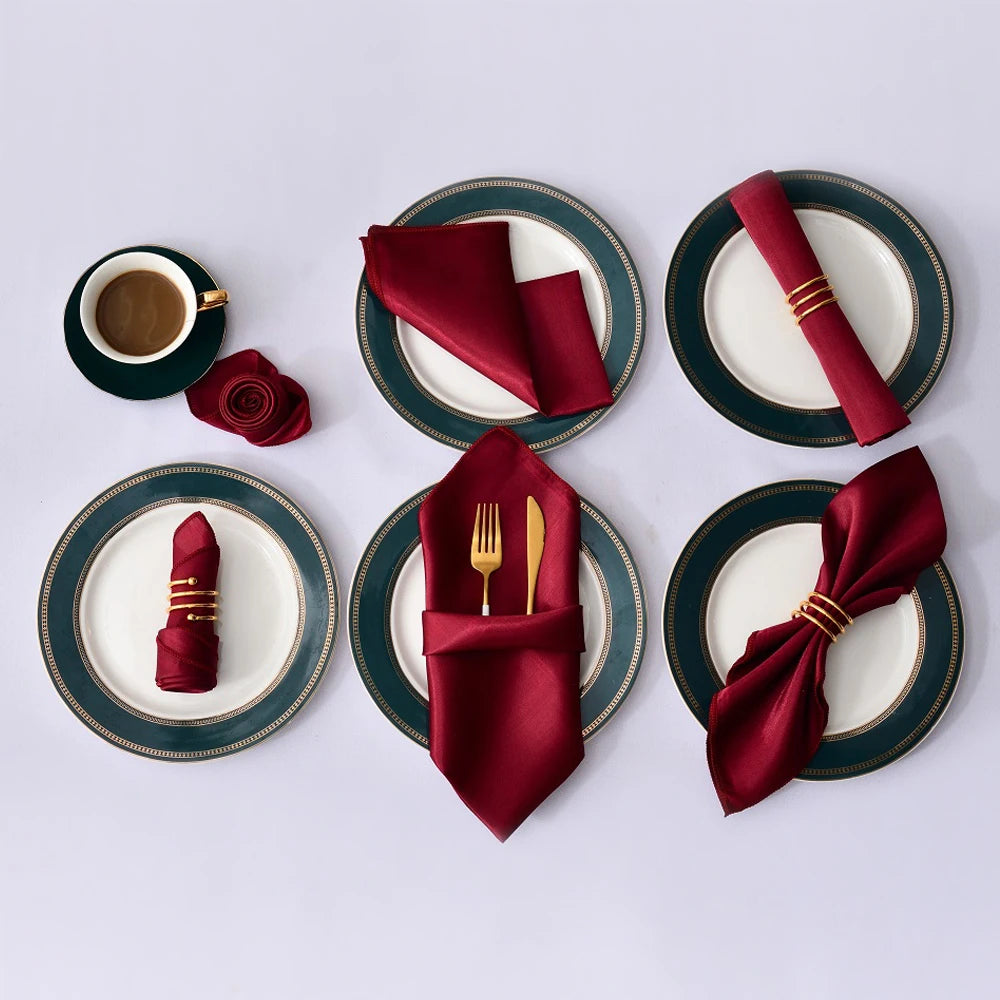 Satin Table Napkins, Set of 12, Size 30x30cm - Homevalley.co.uk