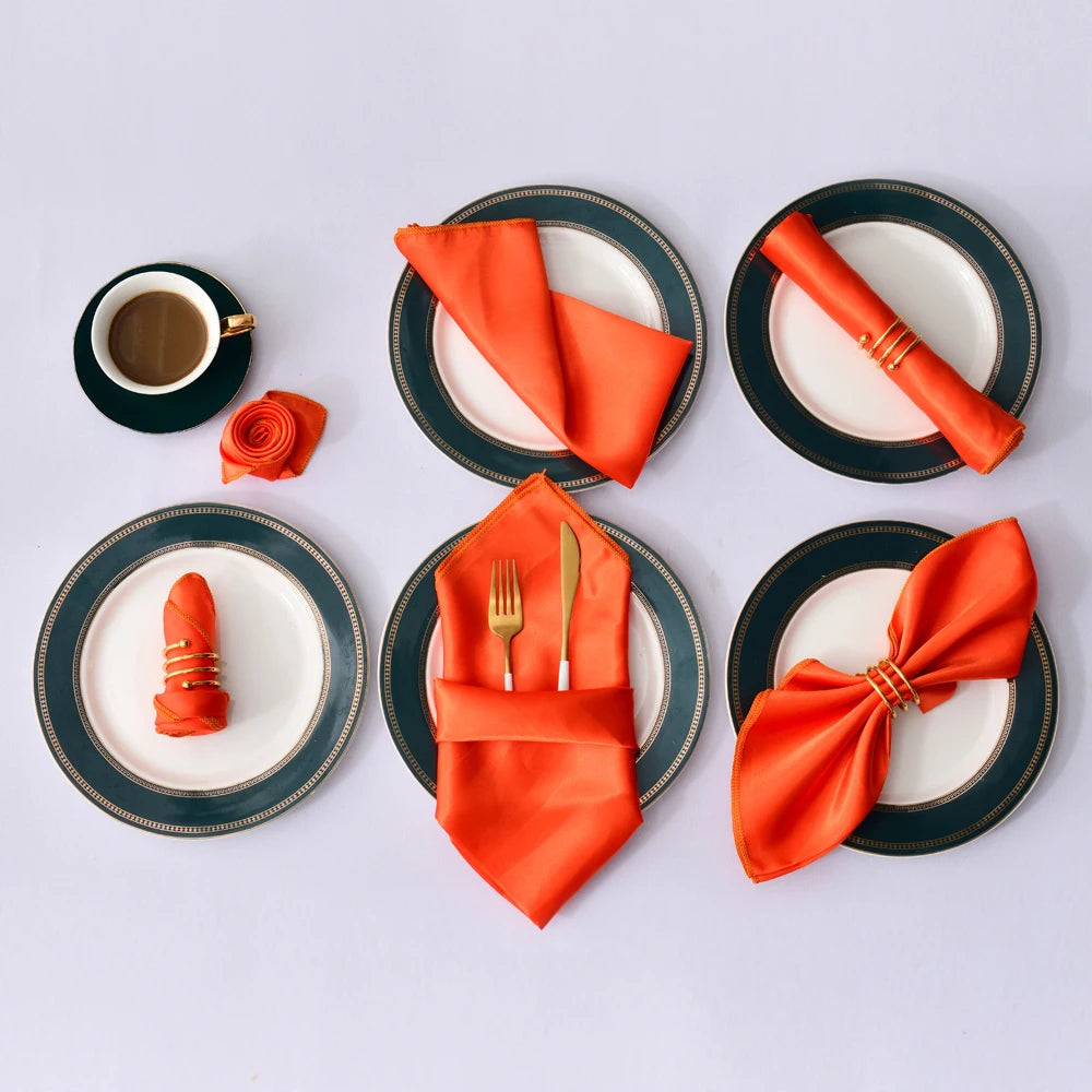 Satin Table Napkins, Set of 12, Size 30x30cm - Homevalley.co.uk