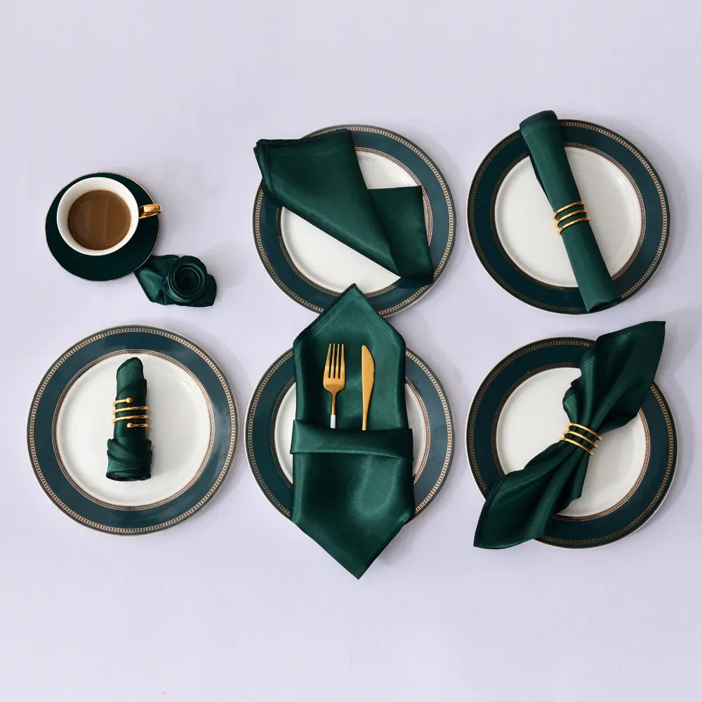 Satin Table Napkins, Set of 12, Size 30x30cm - Homevalley.co.uk