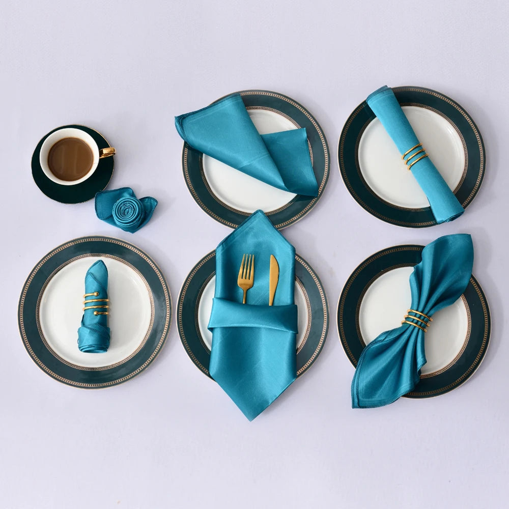 Satin Table Napkins, Set of 12, Size 30x30cm - Homevalley.co.uk
