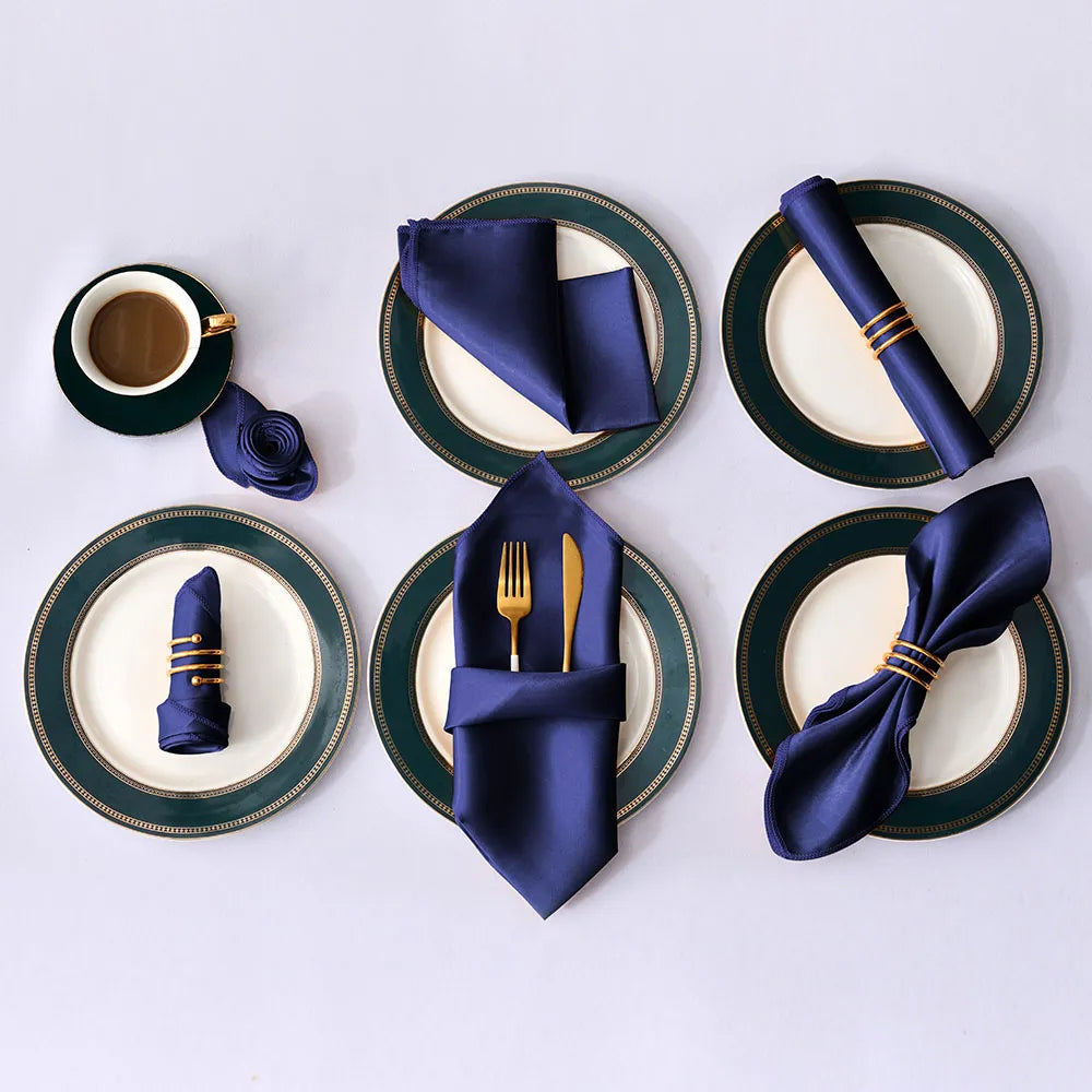 Satin Table Napkins, Set of 12, Size 30x30cm - Homevalley.co.uk